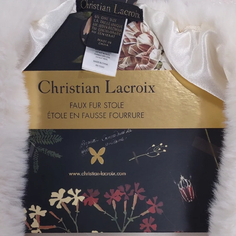 Christian Lacroix Cream Faux Fur Stole - Picture 5 of 17